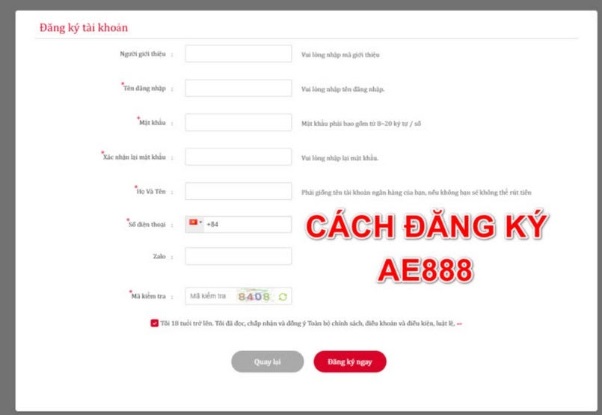 Những thao tác đăng ký AE888 trên máy tính ( PC / laptop ) siêu nhanh